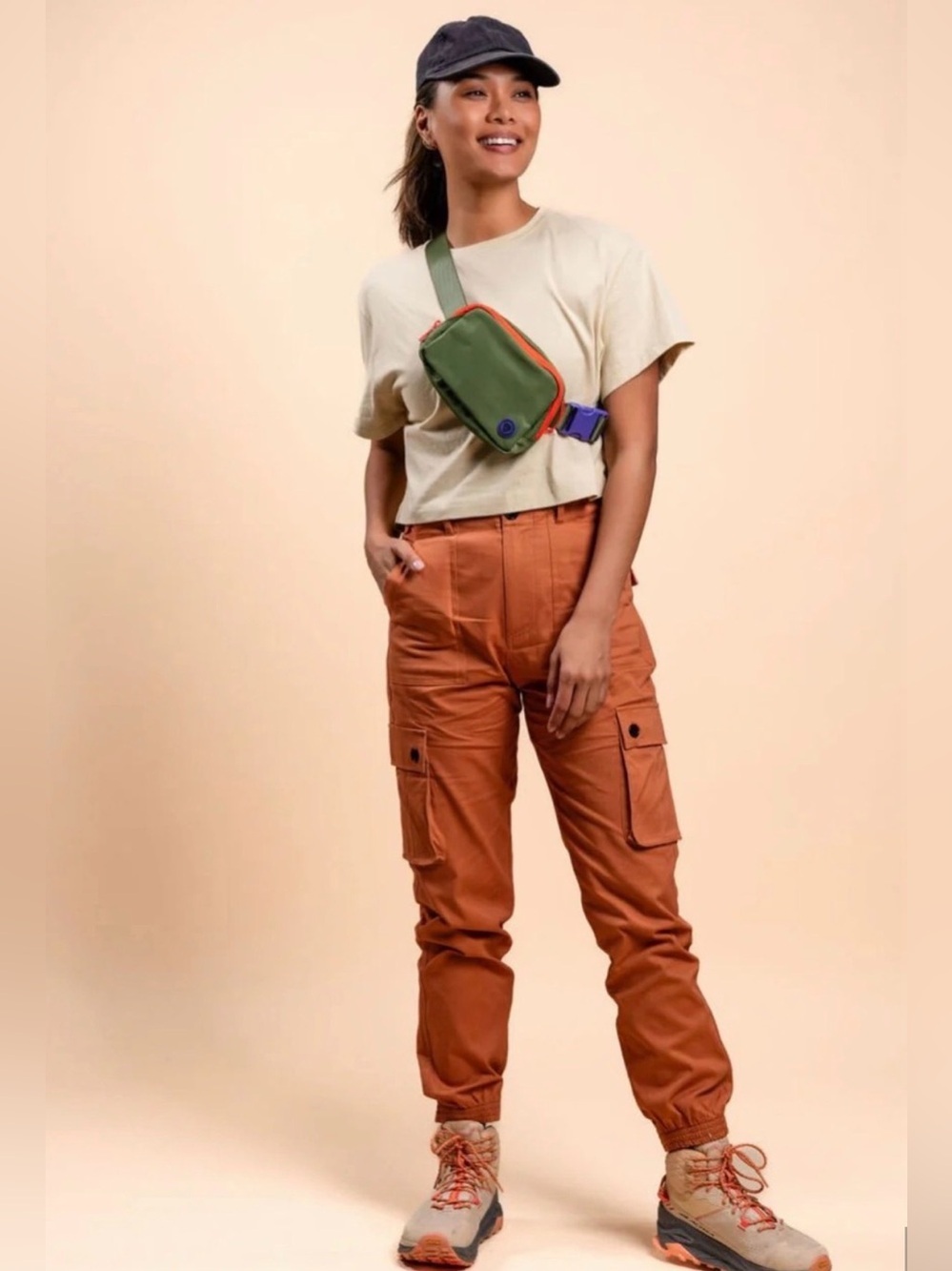 Wondery Isabel 3.0 Cargo Jogger Pants Utlity Size XL Tall Rust Orange Outdoor